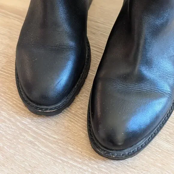 Banana Republic Black Leather Studded Biker Moto Boots Shoes, size 7.5M - Picture 3 of 6